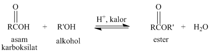 Reaksi antara asam karboksilat dengan alkohol dinamakan reaksi