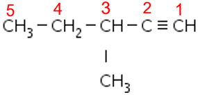 Rumus struktur dari 3-metil-1-pentuna adalah