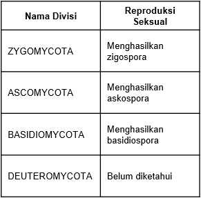 Tabel Perbandingan Klasifikasi Jamur