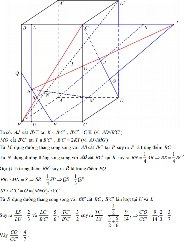 Cho Hình Hộp ABCD.A'B'C'D'. Gọi M, I, J, N, E Thứ ...